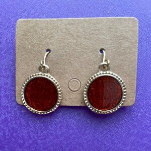 3/$12.  Reddish/ Orange center with Gold Tone Dangle Earrings